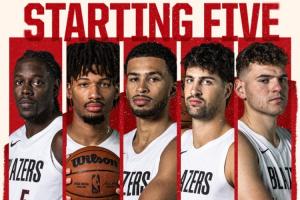 开拓者首发：霍勒迪夏普卡马拉阿夫迪亚克林根 杨瀚森替补待命